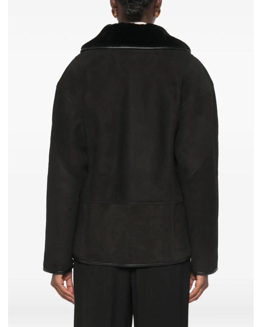 Blazé Milano Black Tatoosh Shearling Leather-Trimmed Jacket