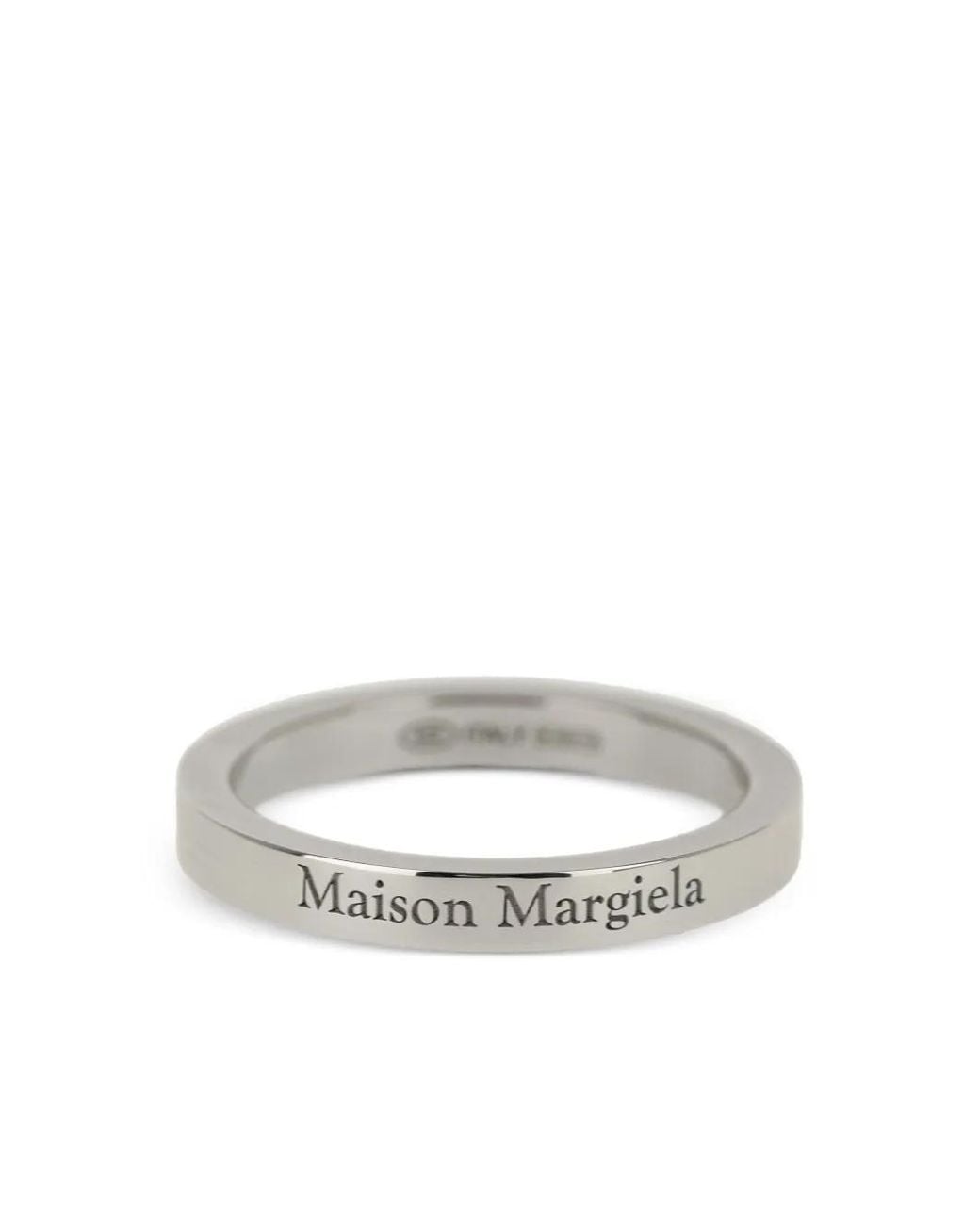 Anillo fino con logo grabado Maison Margiela de color White
