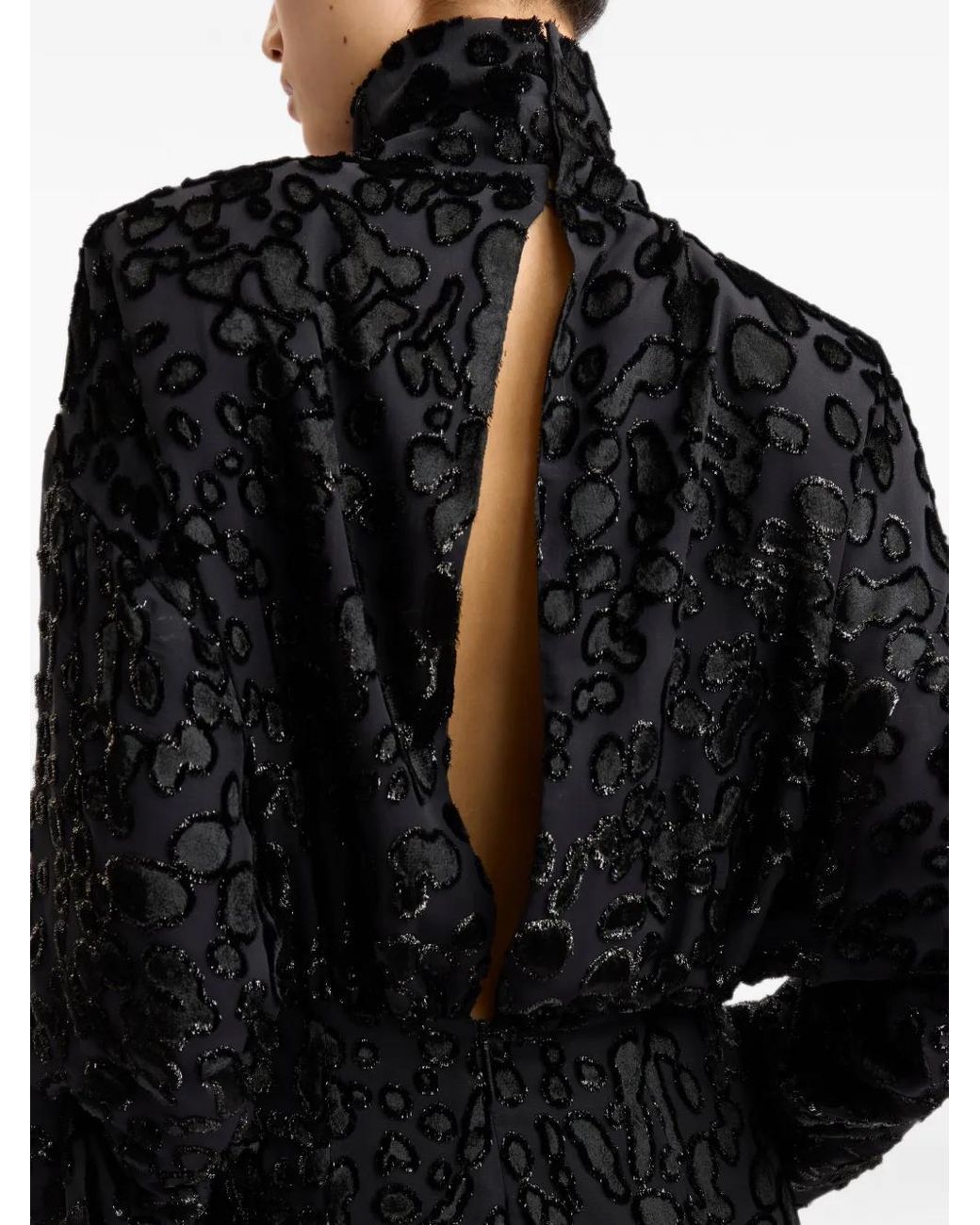 16Arlington Black Resia Devoré-Effect Midi Dress