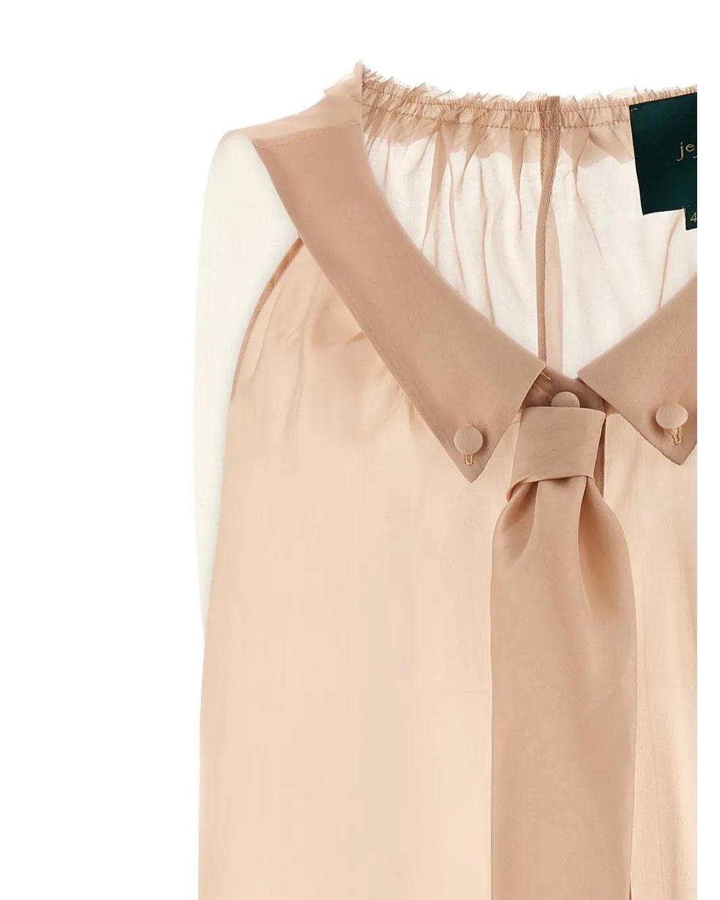 Jejia Natural Ruffle-Collar Silk Blouse