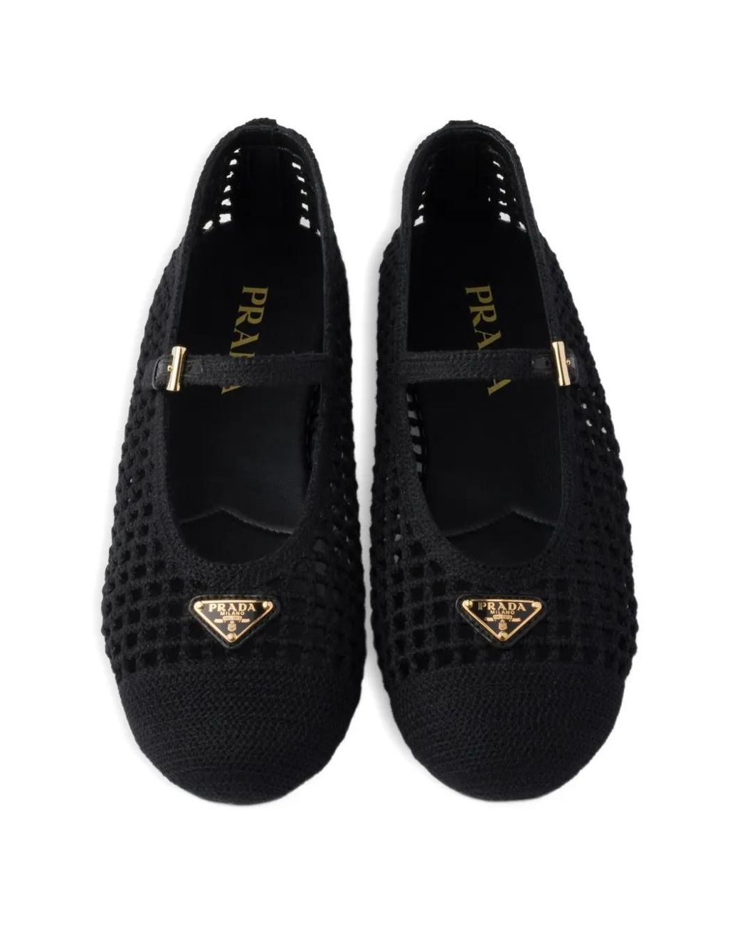 Prada White Woven Ballet Flats
