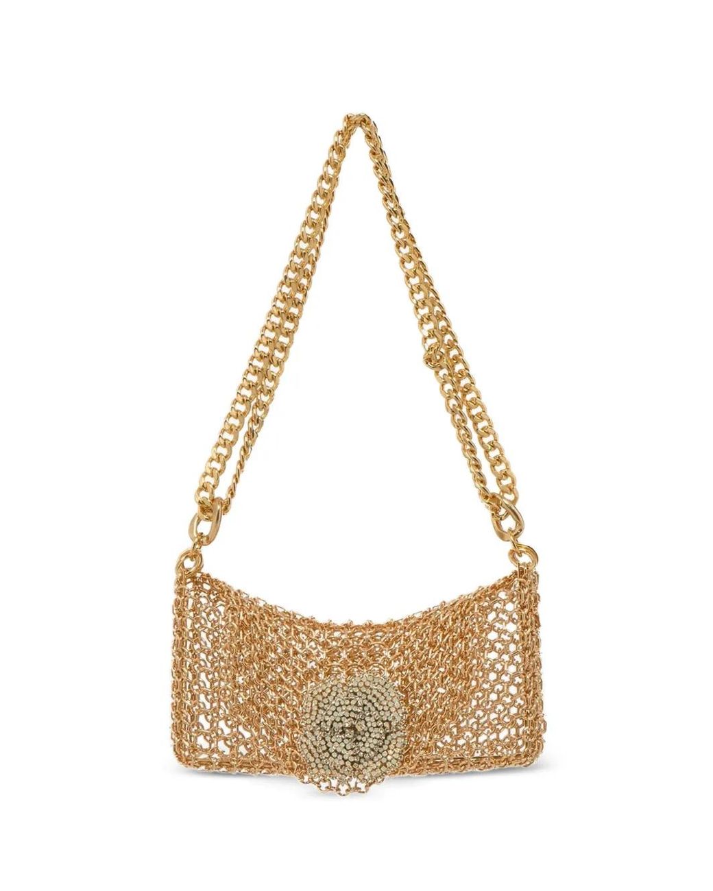 Silvia Gnecchi Metallic Sac Porté Épaule Camelia À Ornements