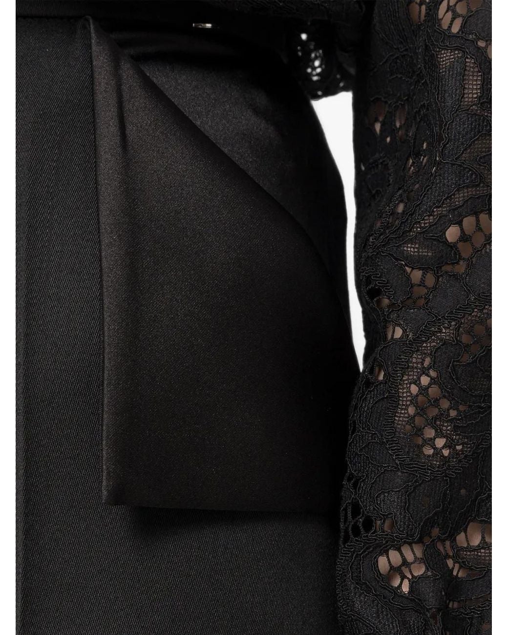 Nissa Black Haut En Dentelle À Col En Satin