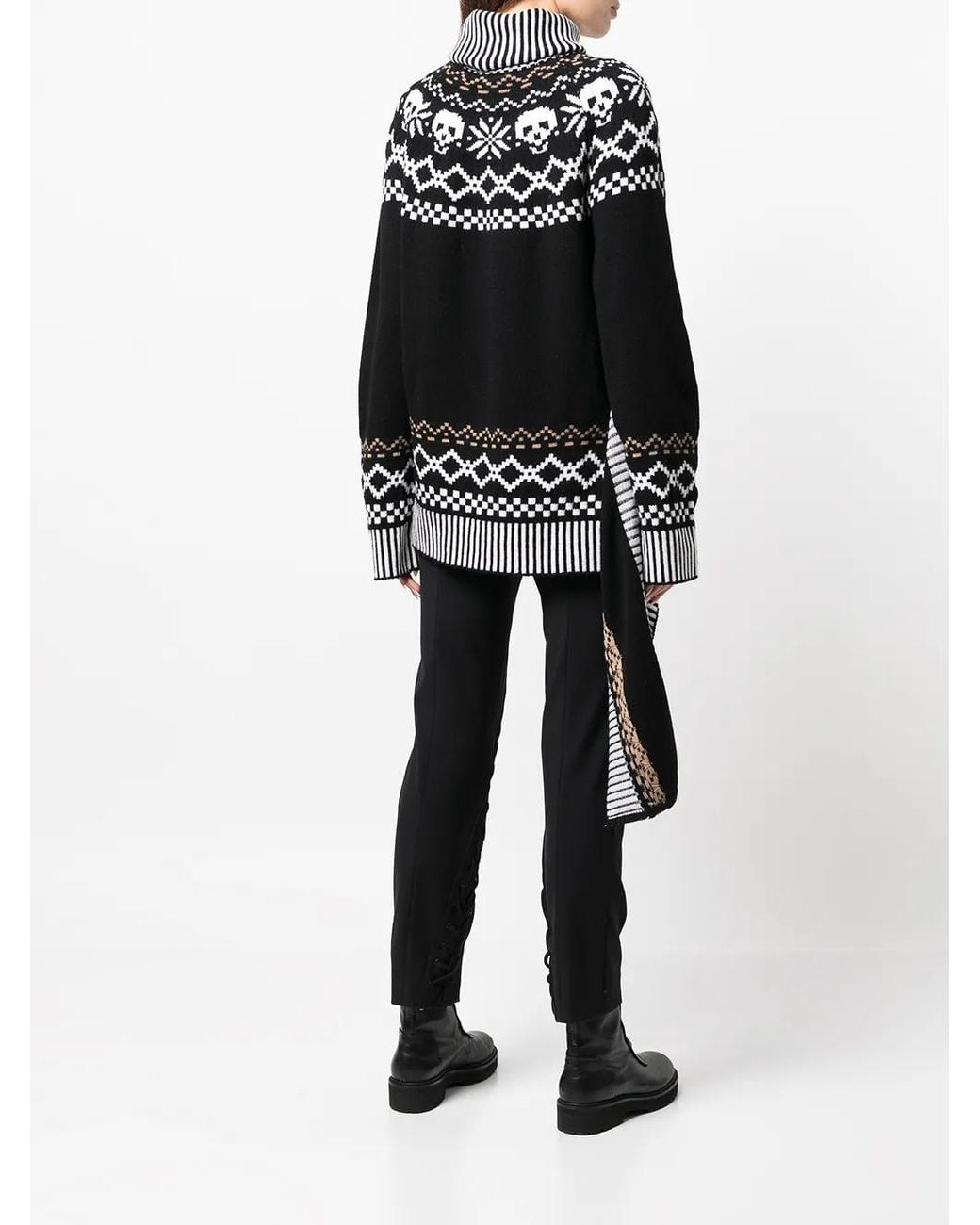 Monse Black Wool Intarsia-Knit Roll-Neck Jumper