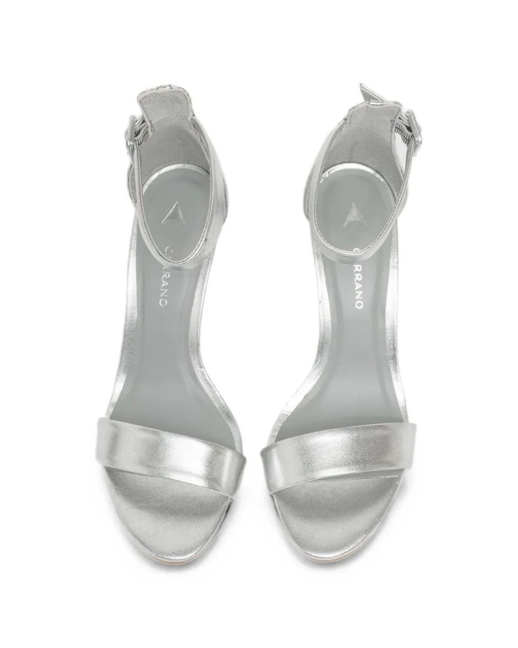 Carrano White Metallic-Effect Buckle-Fastening Sandals