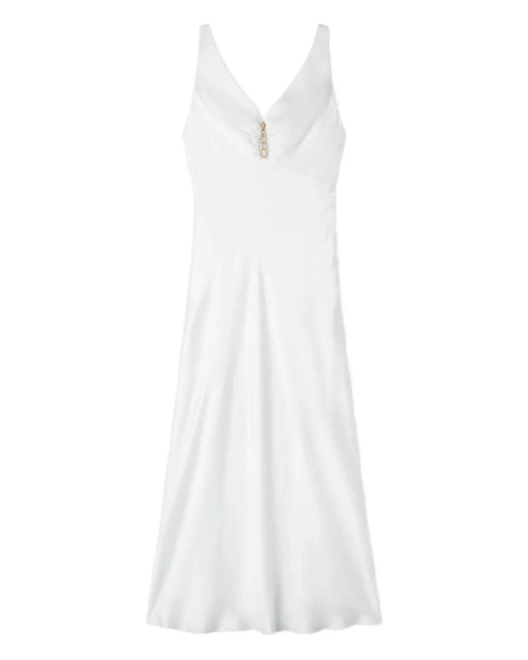 Sandro White Jewel Satin-Effect Maxi Dress