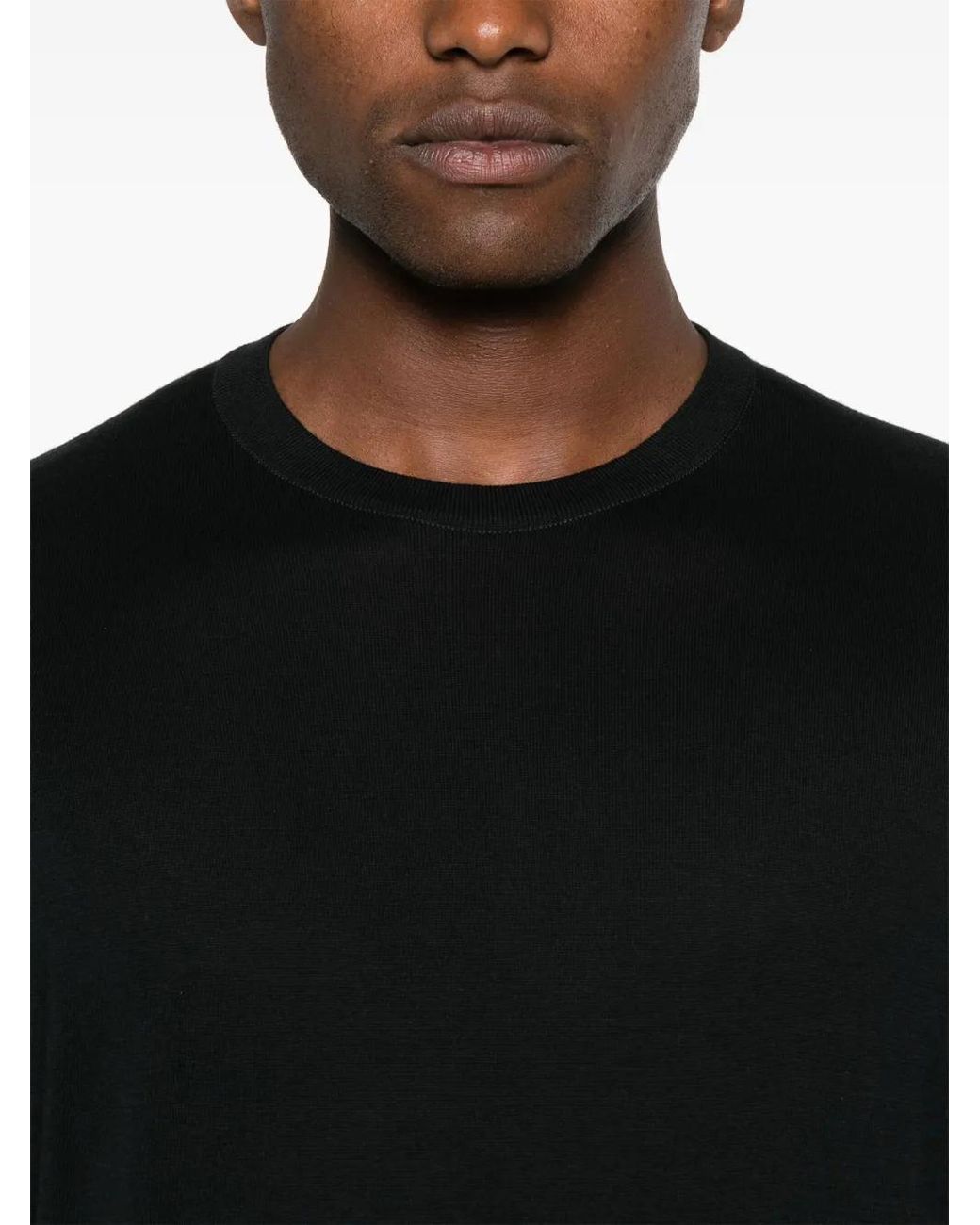 John Smedley Black Short-Sleeve T-Shirt for men