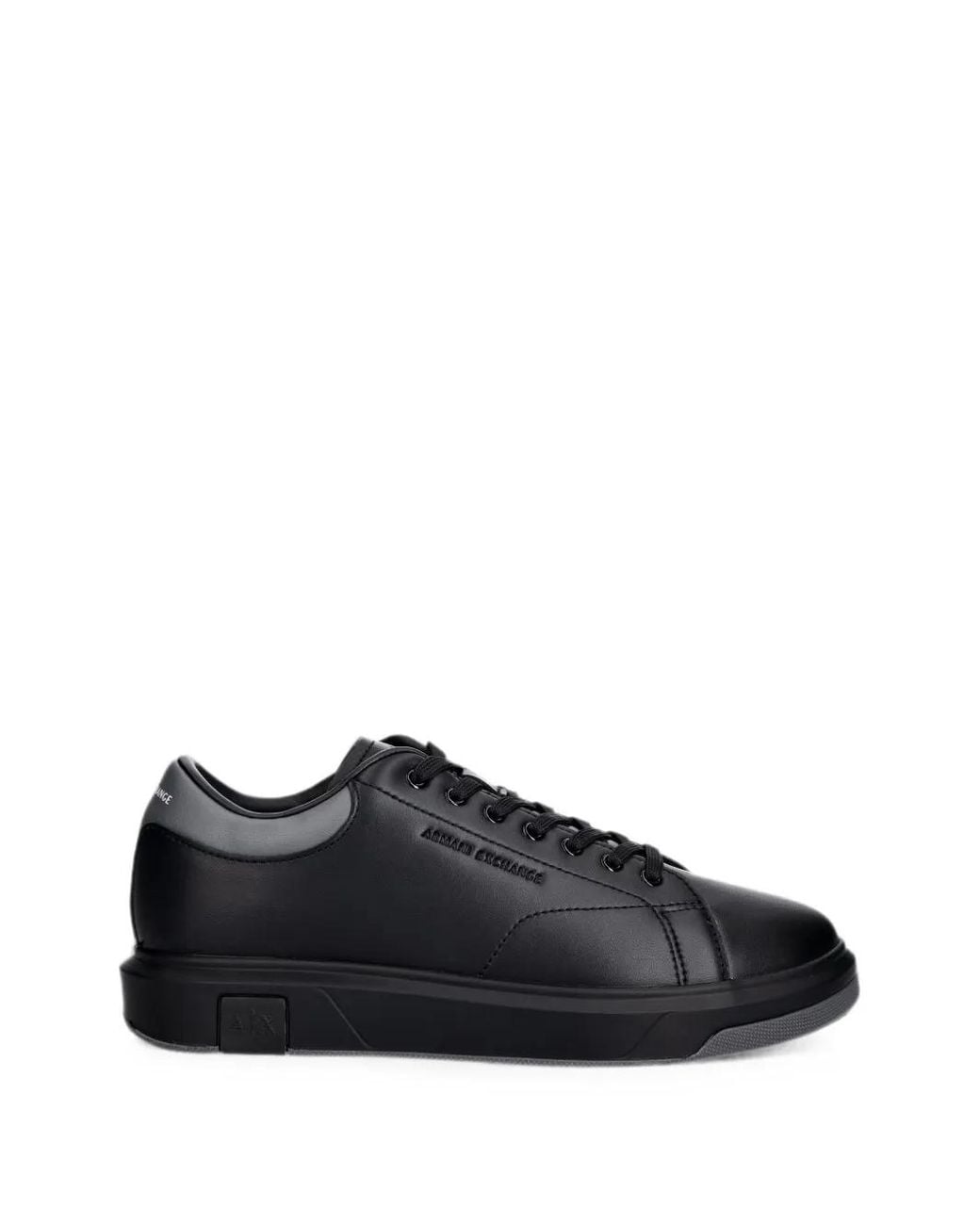 ARMANI EXCHANGE Black Logo-Embossed Lace-Up Sneakers for men