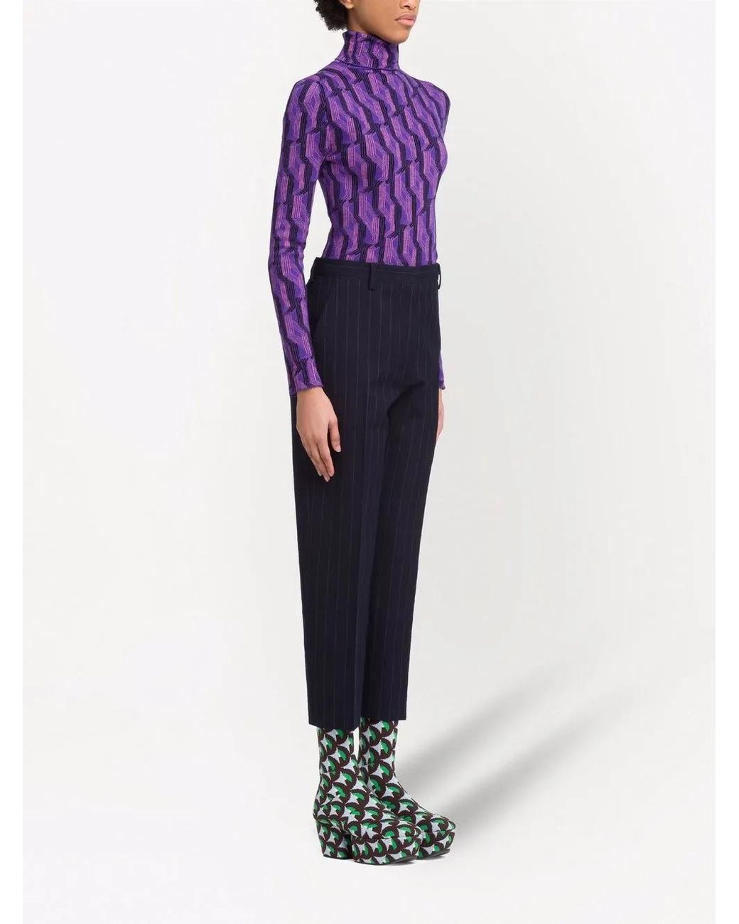 Prada Blue Pinstripe-Pattern Tailored Trousers