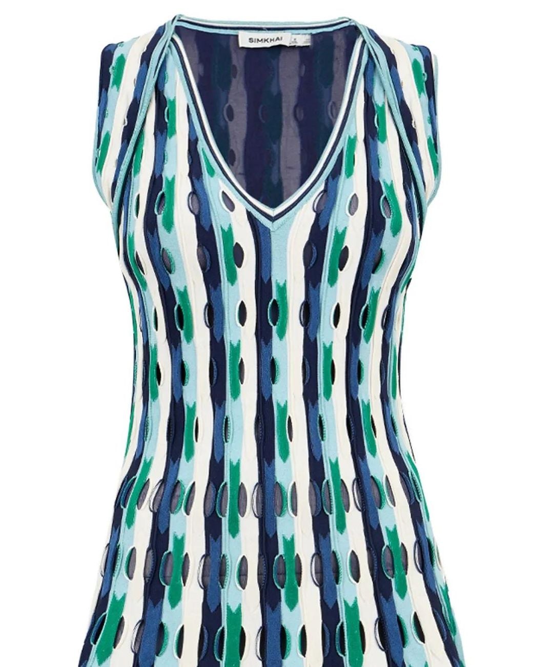 Jonathan Simkhai Blue Langley Pointelle-Knit Mini Dress