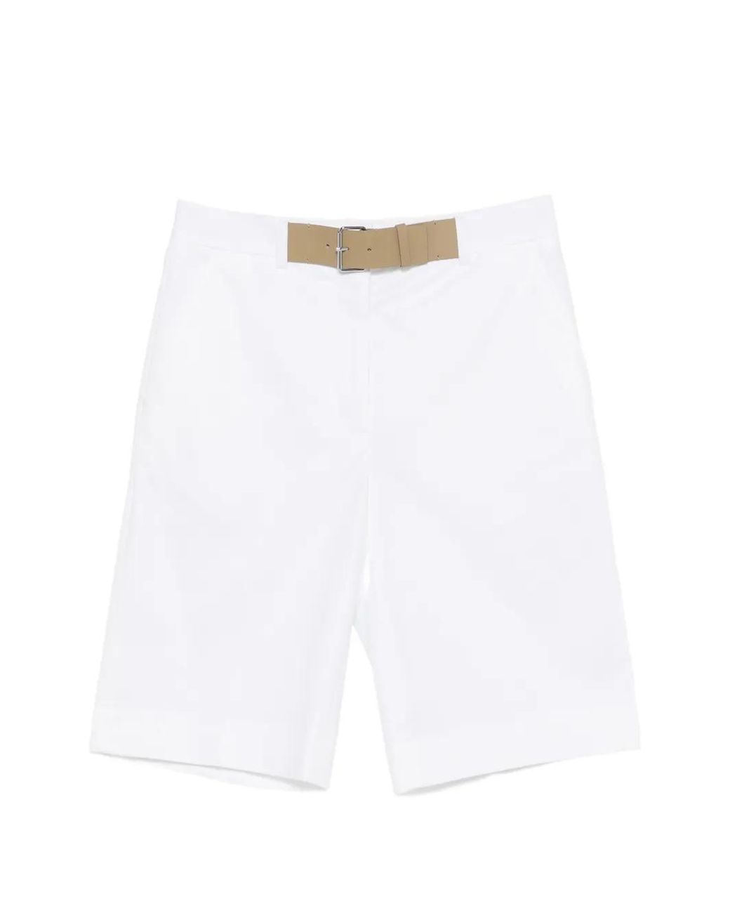 Tory Burch White Double T Pleated Shorts