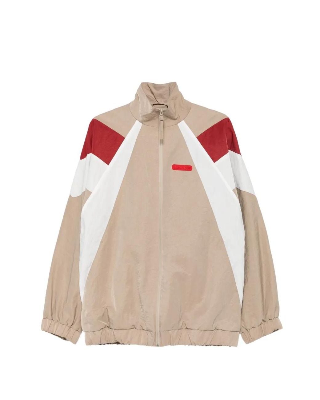 Lacoste White Colour-Block Logo-Patch Jacket