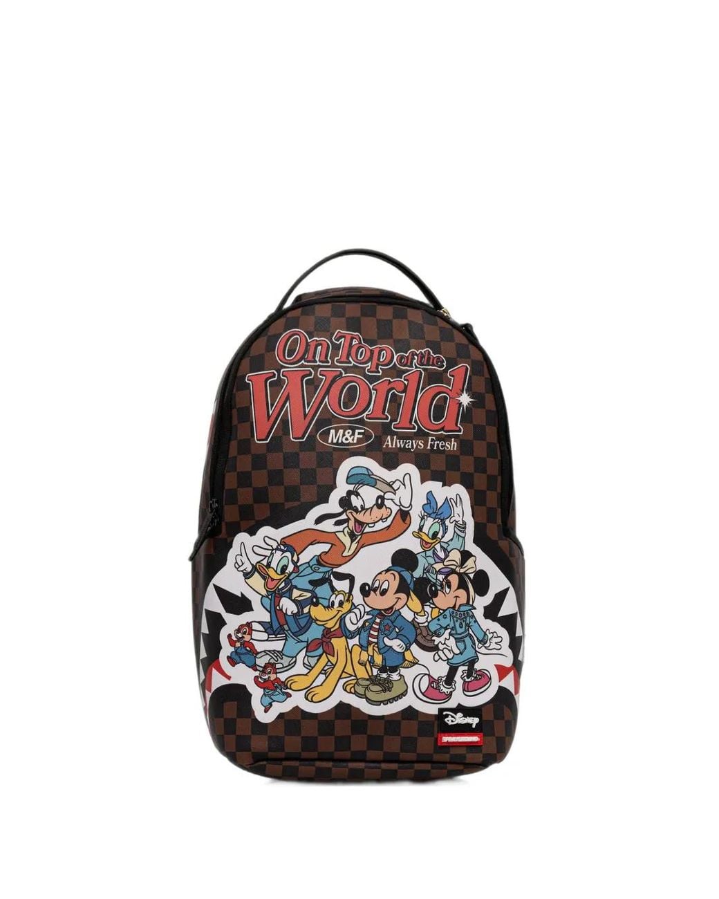 Sprayground White Disney-Character-Print Checkered Backpack