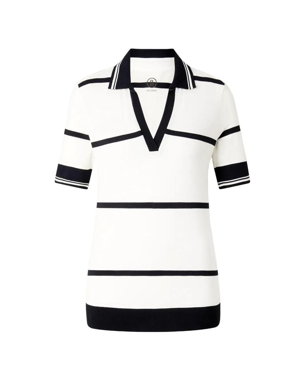 Bogner White Jessi Striped Polo Shirt