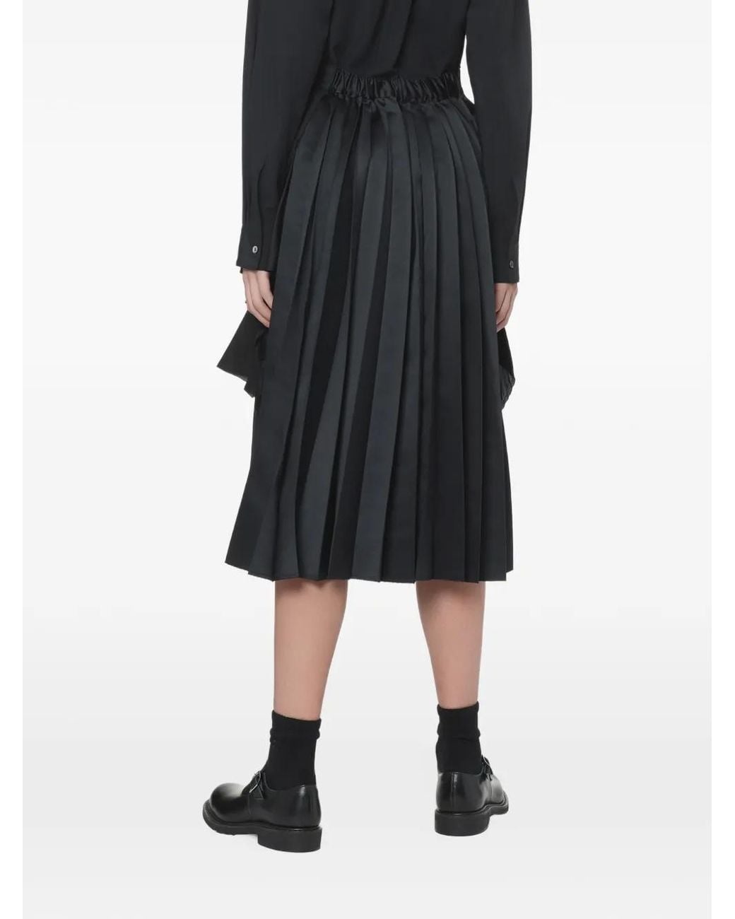 COMME DES GARÇON BLACK Black Ruffled Pleated Midi Skirt