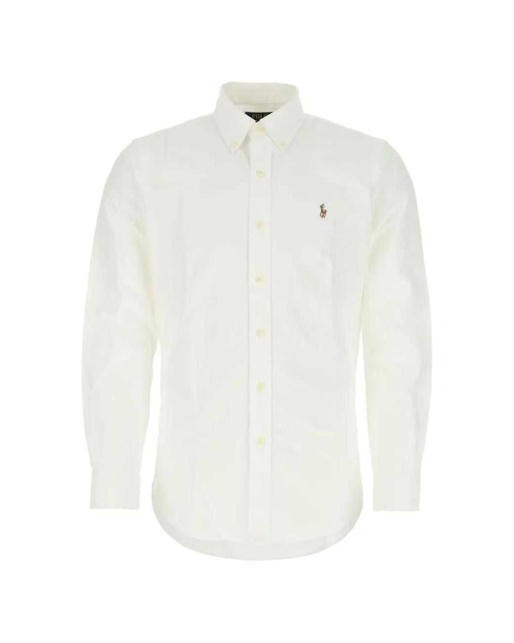 Polo Ralph Lauren White Embroidered-Logo Oxford Shirt for men