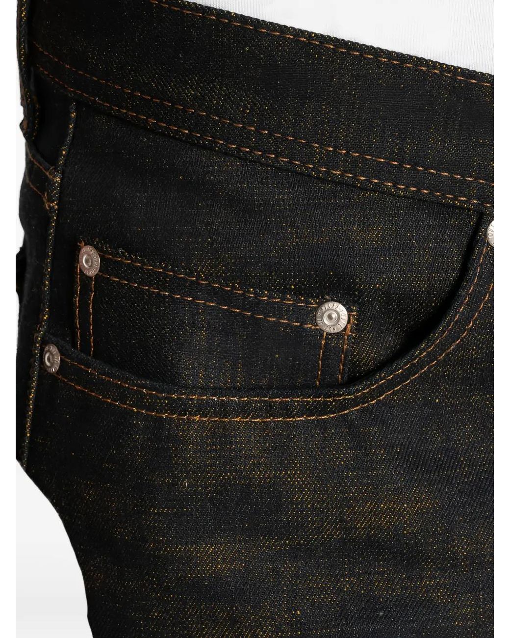 Naked & Famous Black Weird Guy Citrus Kasuri Selvedge Jeans for men