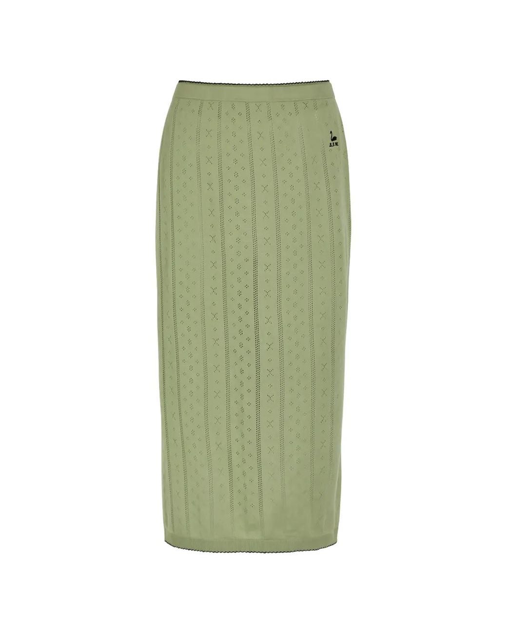 B.B. Wallace Green Pointelle-Knit Midi Skirt
