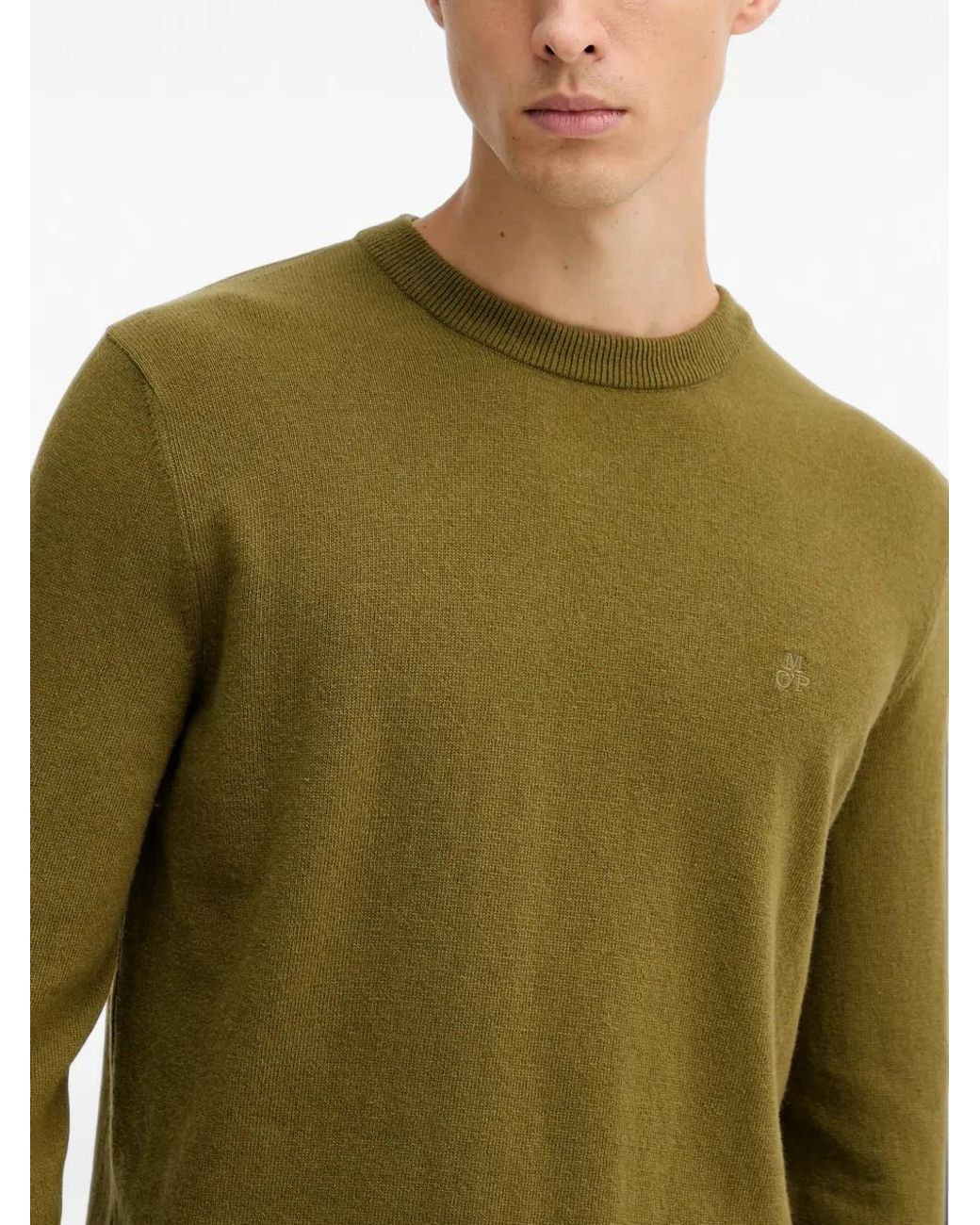 Marc O' Polo Green Round-Neck Logo-Embroidery Sweatshirt for men