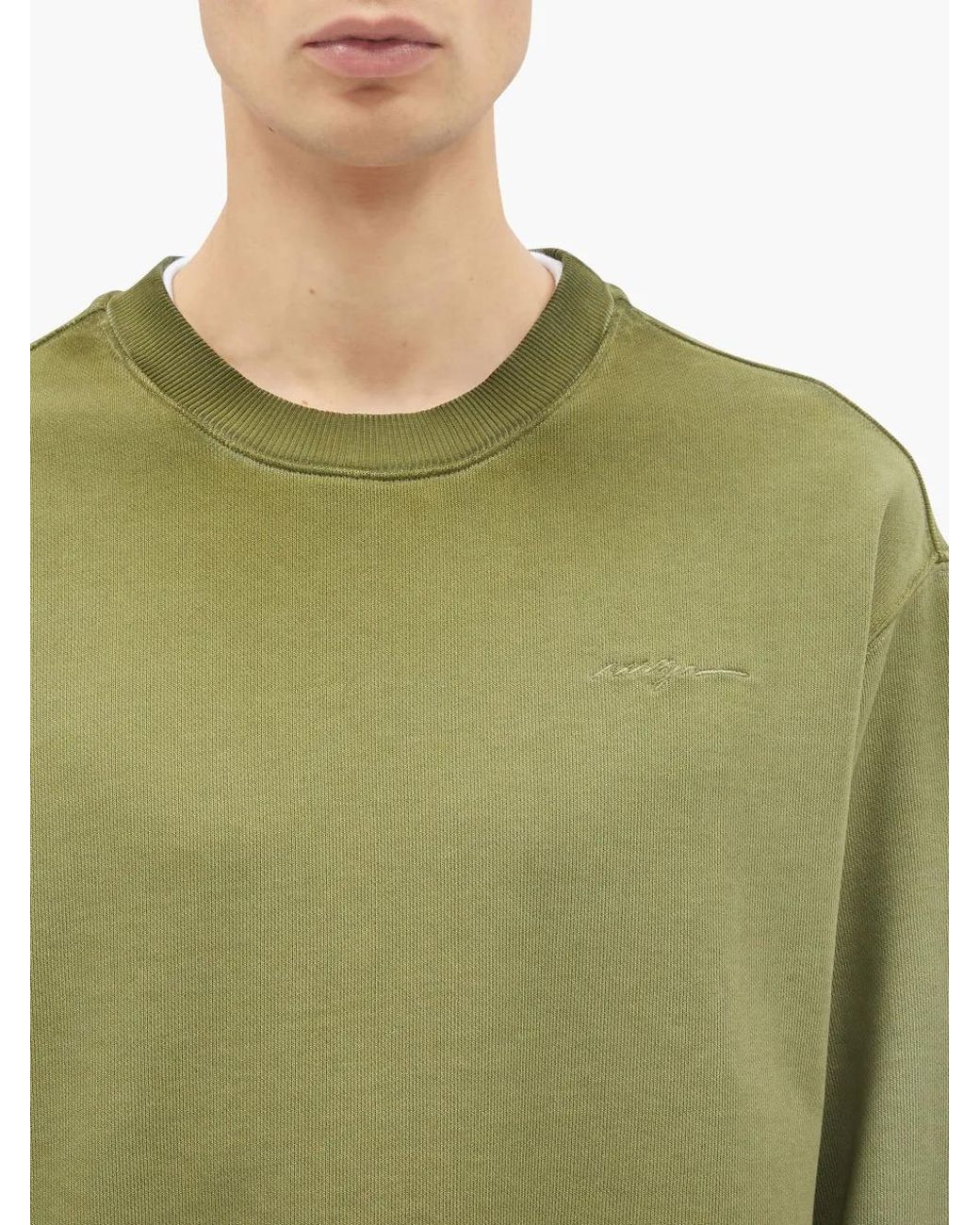 MSGM Green Embroidered-Logo Cotton Sweatshirt for men