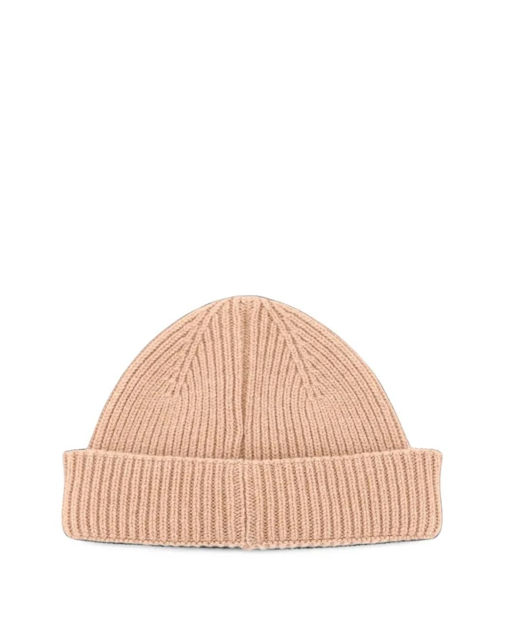 Amaranto Natural Ribbed-Knit Beanie Hat for men