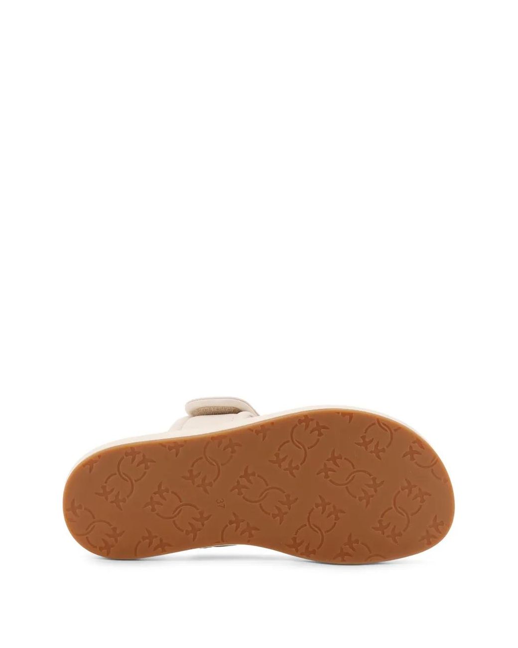 Pinko Natural Padded Nappa Leather Sandals With Metallic Details