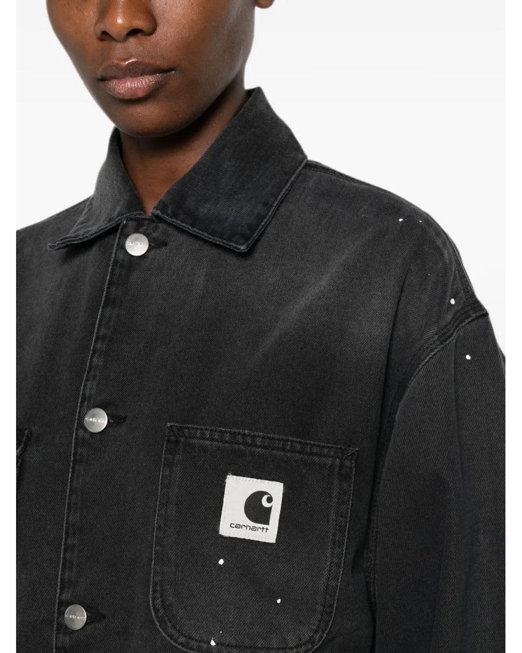 Carhartt Black Michigan Paint-Splatter Denim Jacket