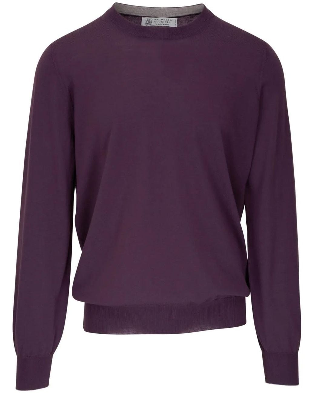 Brunello Cucinelli Purple Crew-Neck Virgin-Wool Jumper for men