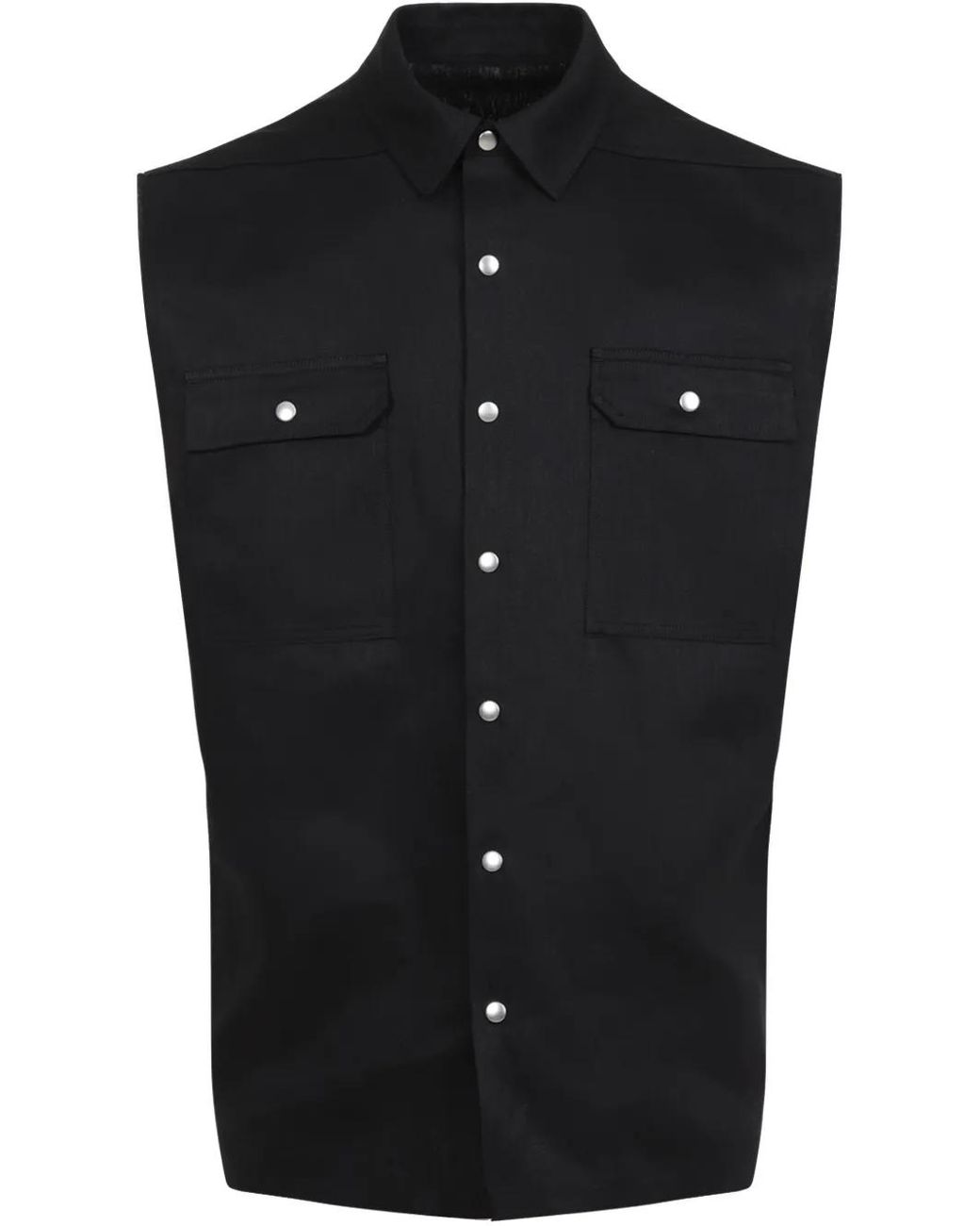 Rick Owens Black Structured Linen Shirt With Classic Collar for men