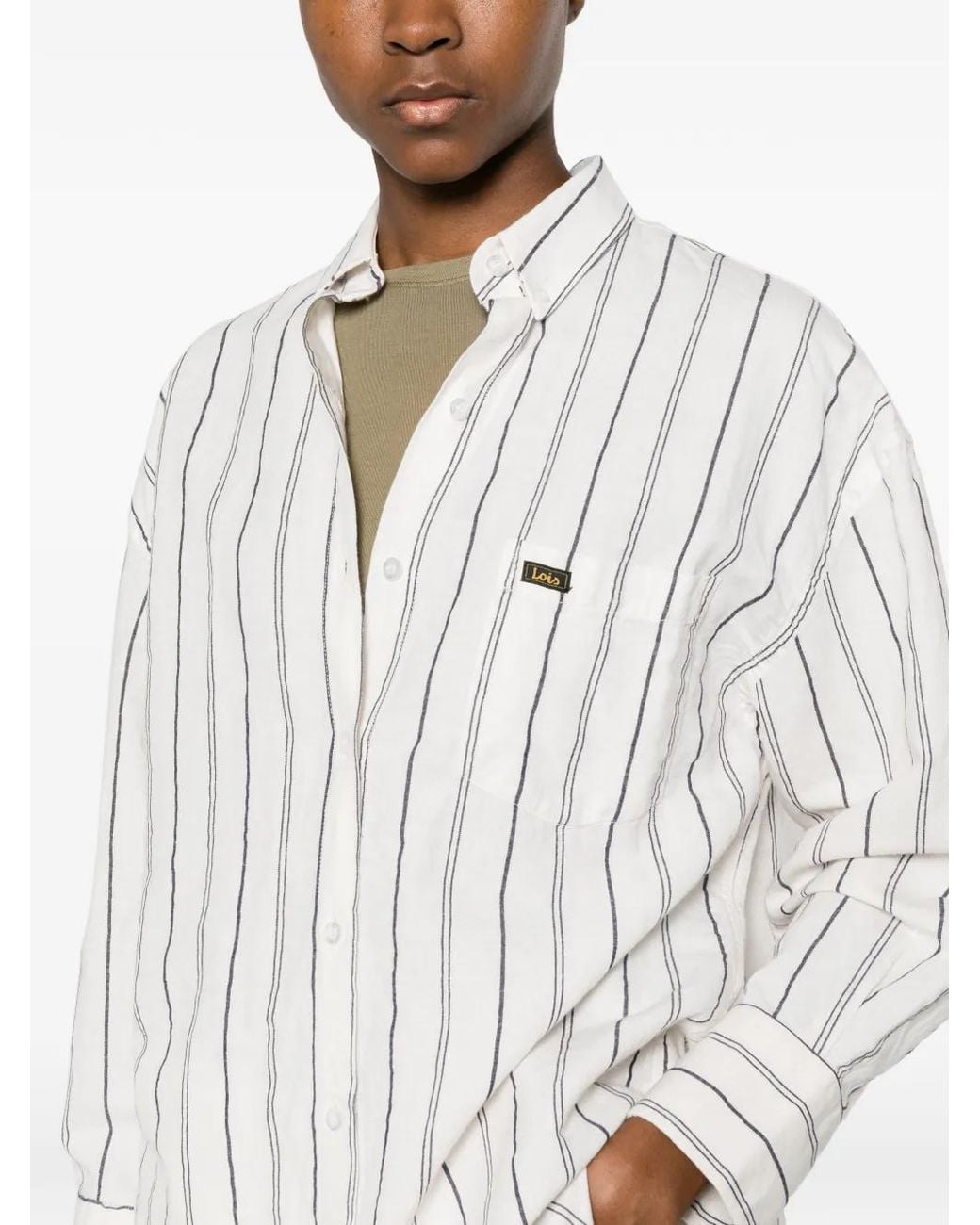 Lois White Striped Pocket Shirt