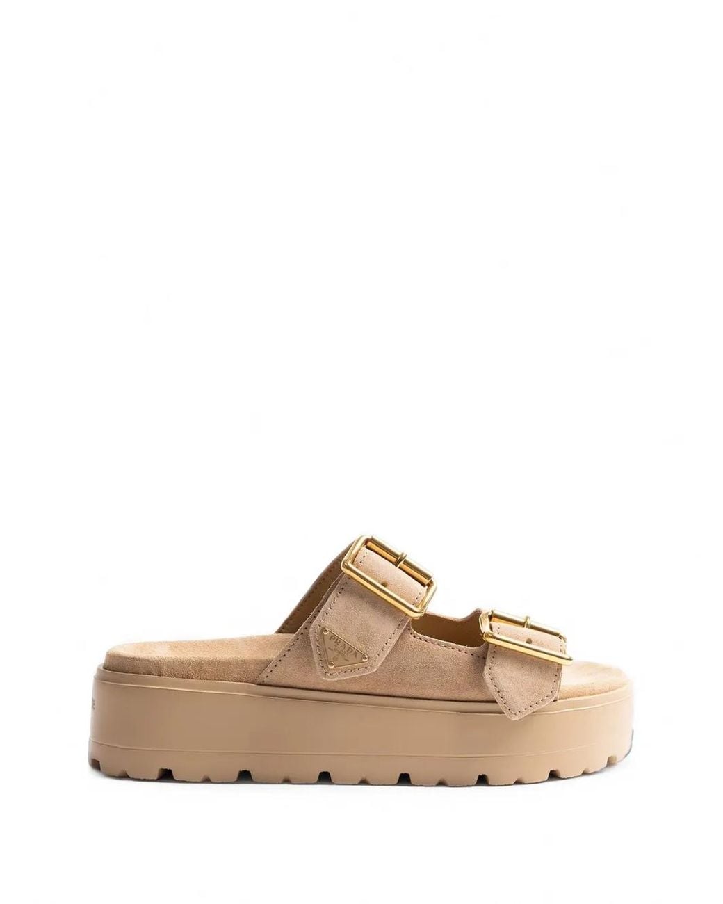 Prada Brown Buckle-Fastening Leather Sandals