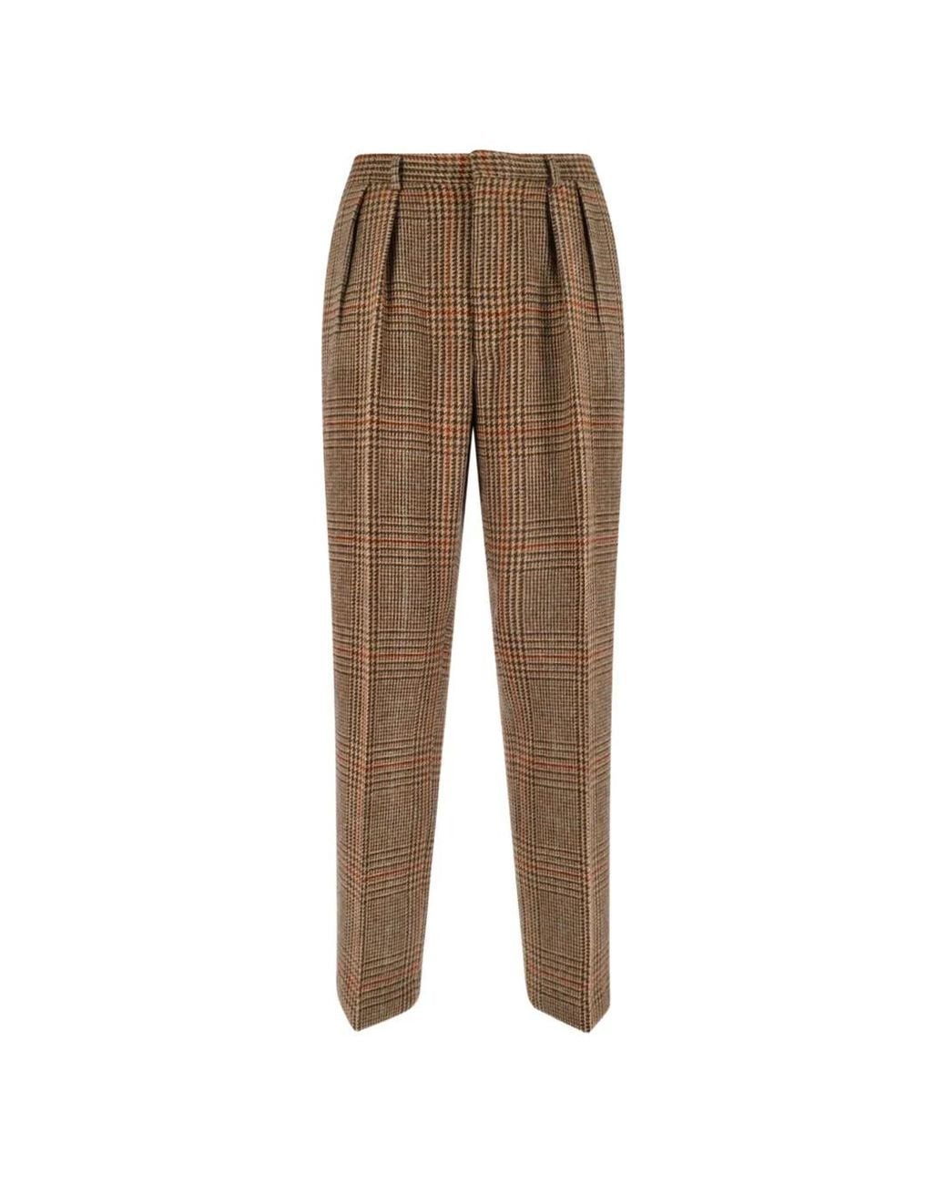 Polo Ralph Lauren Natural Check-Pattern Pleated Trousers for men