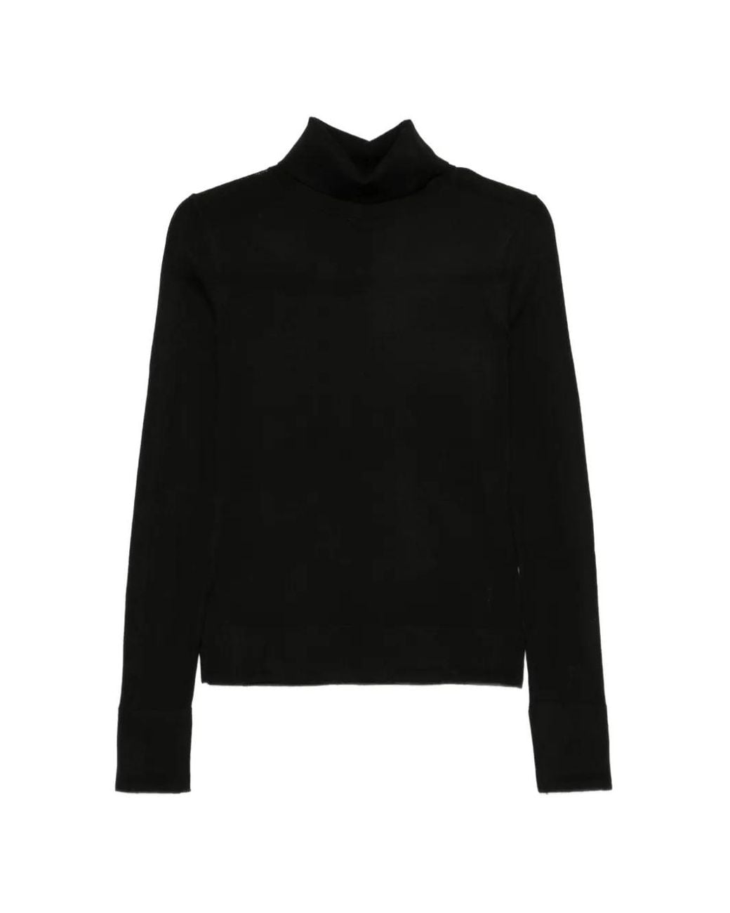 Patrizia Pepe Black Logo-Plaque Wool Sweater
