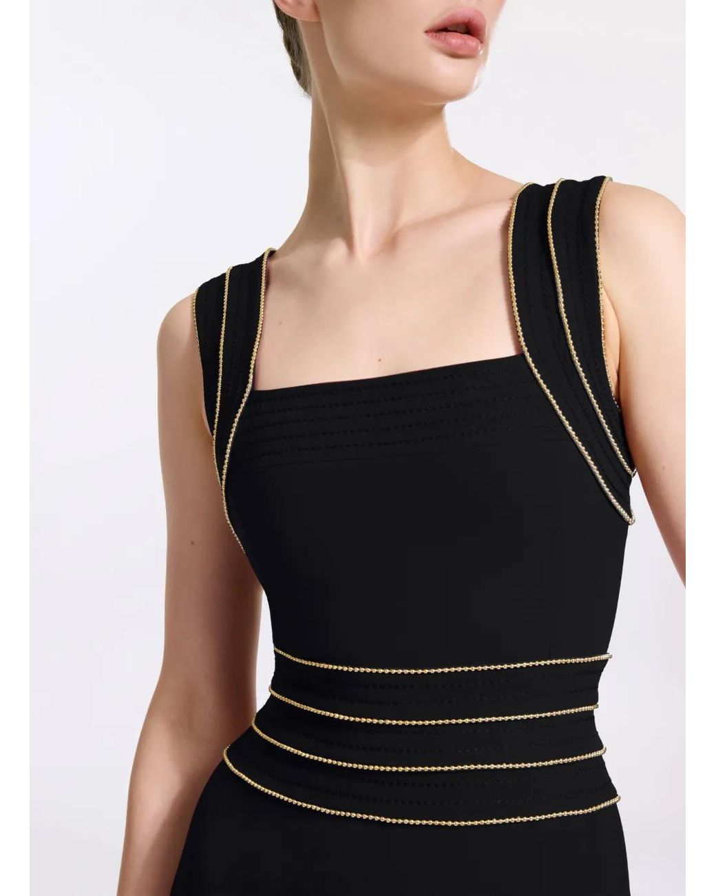 Elie Saab Black Robe-Cape Ornée De Cristal Cady
