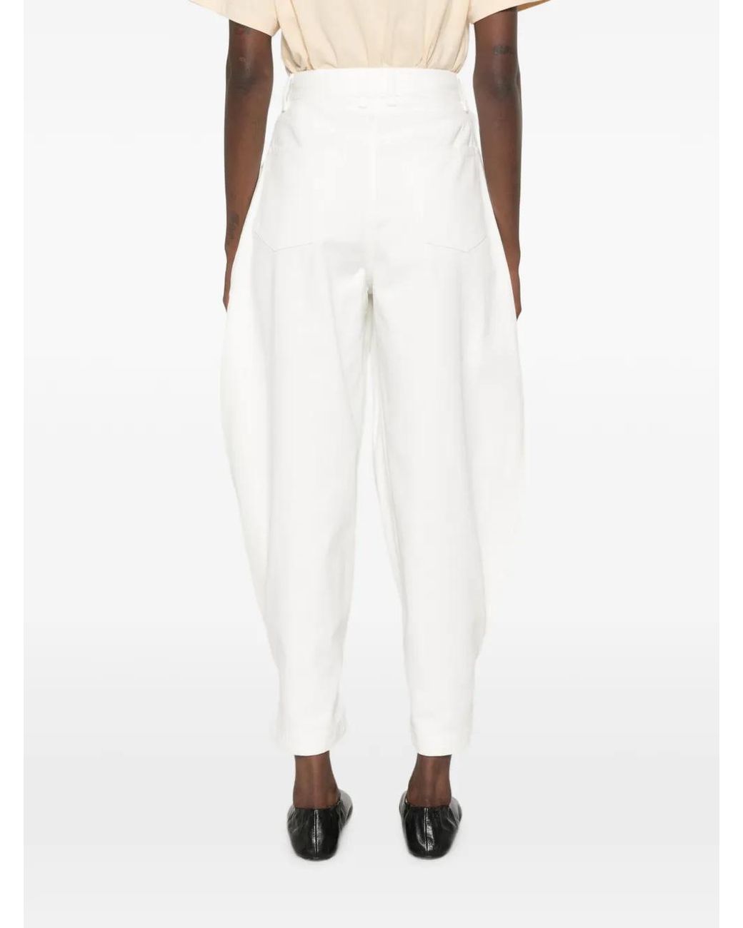 LAMRONS White Jean Plissé À Poignets Boutonnés