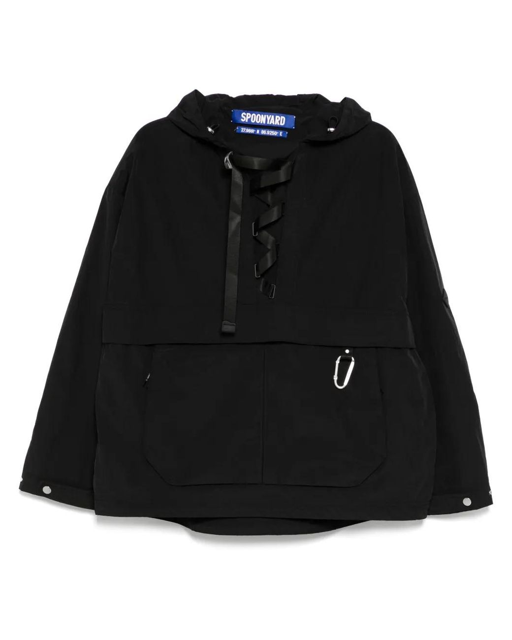 Spoonyard Black Lace-Up Hooded Jacket