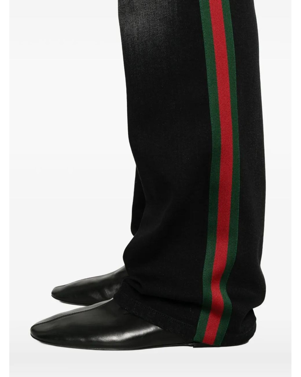 Gucci Black Cotton Denim Pants With Web for men