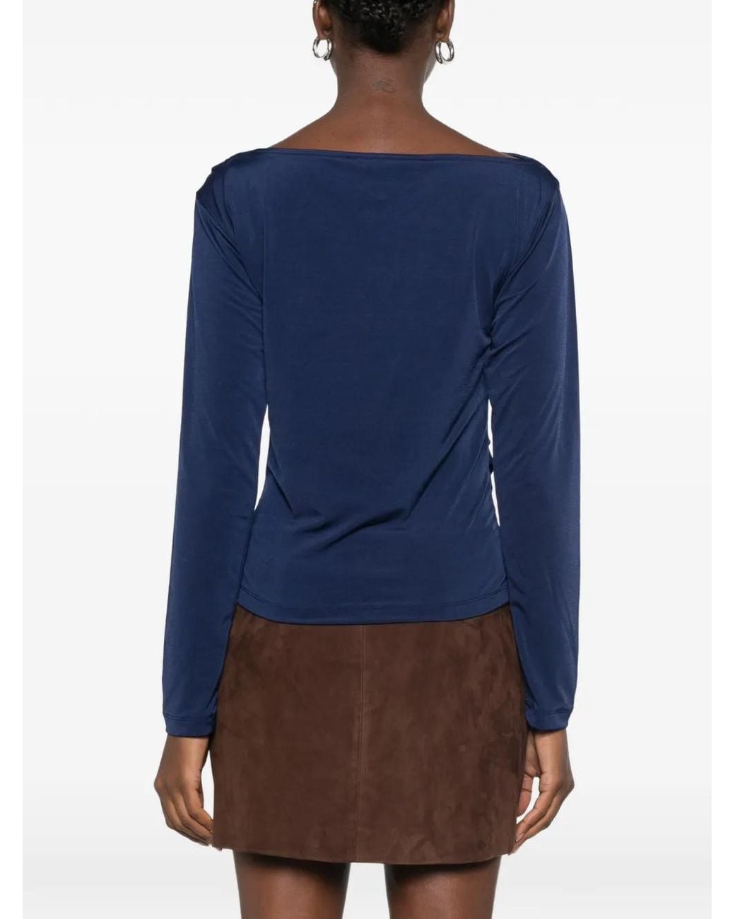 Homage Blue Long-Sleeve Ruched Top