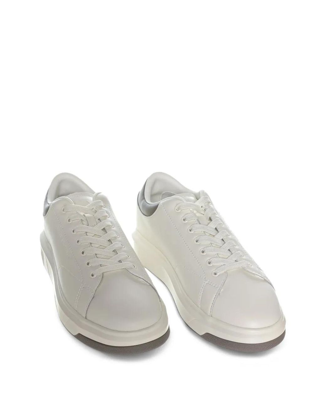ARMANI EXCHANGE White Logo-Embossed Leather Sneakers for men