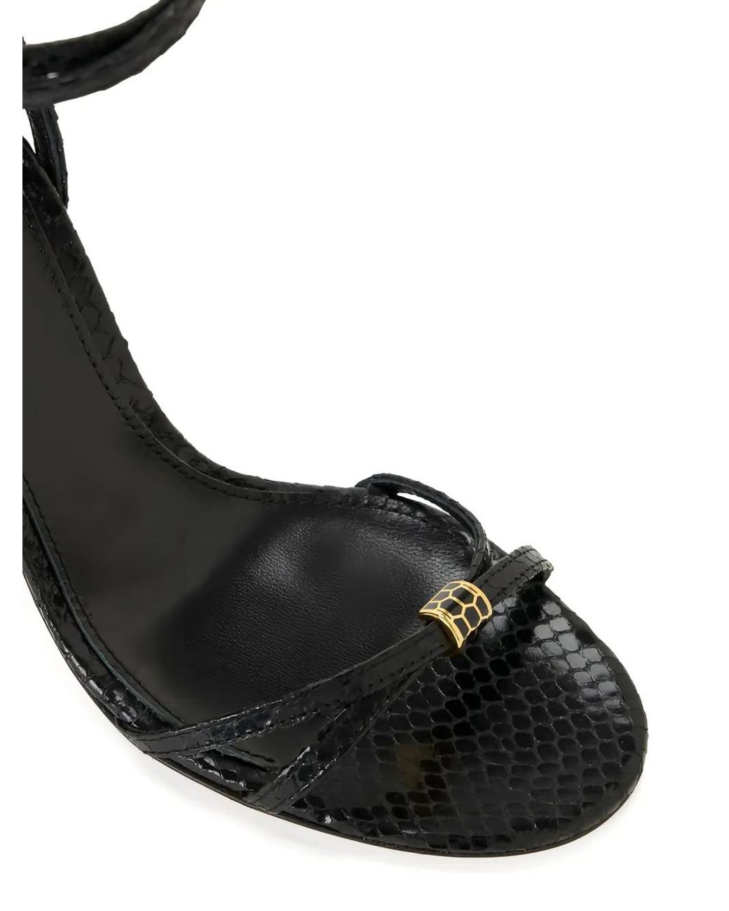 Elisabetta Franchi Black 80Mm Leather Python Print Sandals