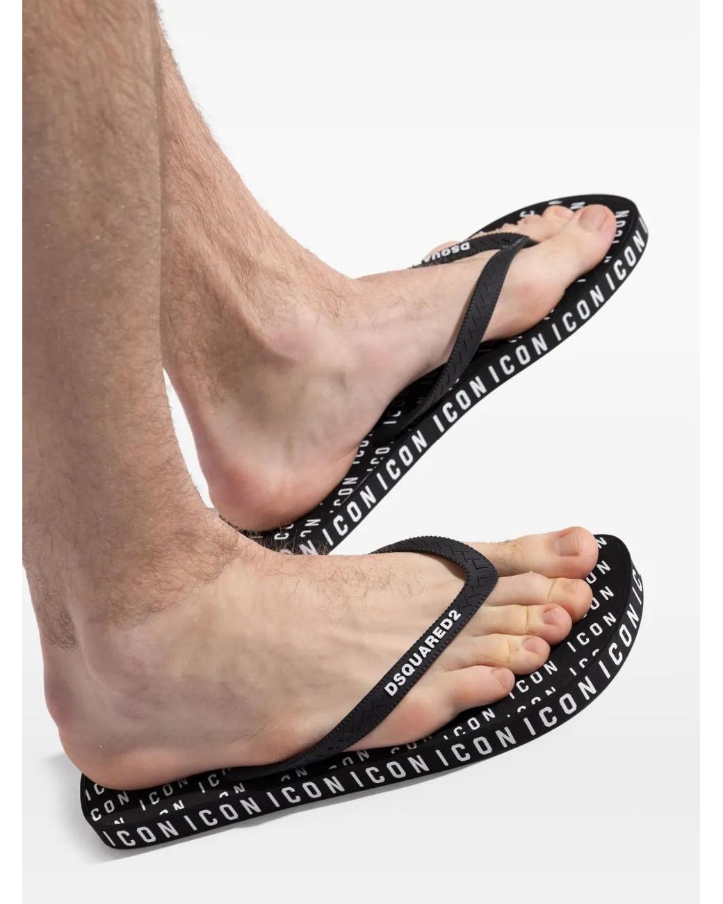 DSquared² Black Icon Flip Flops for men