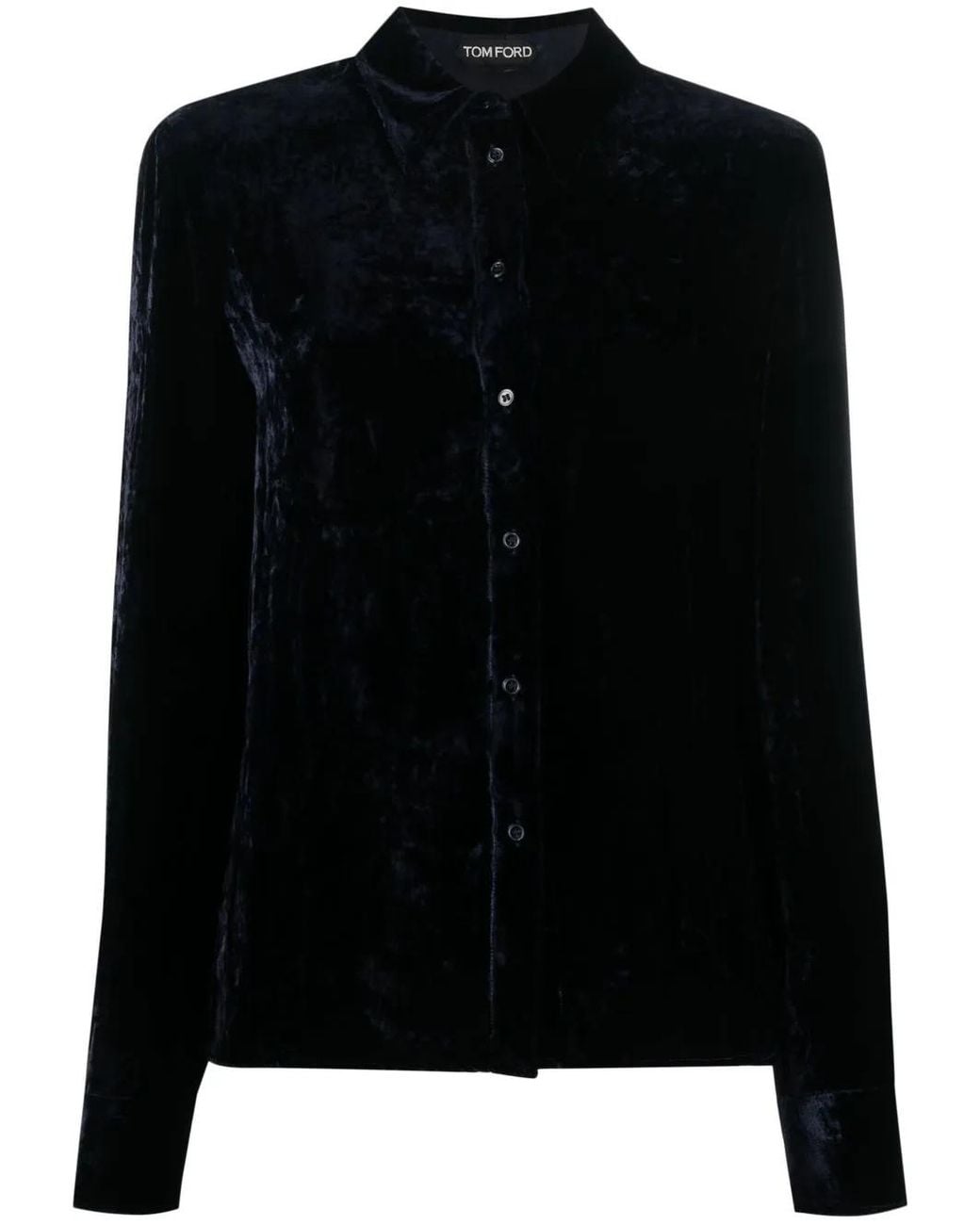 Tom Ford Black Velvet-effect Long-sleeve Shirt