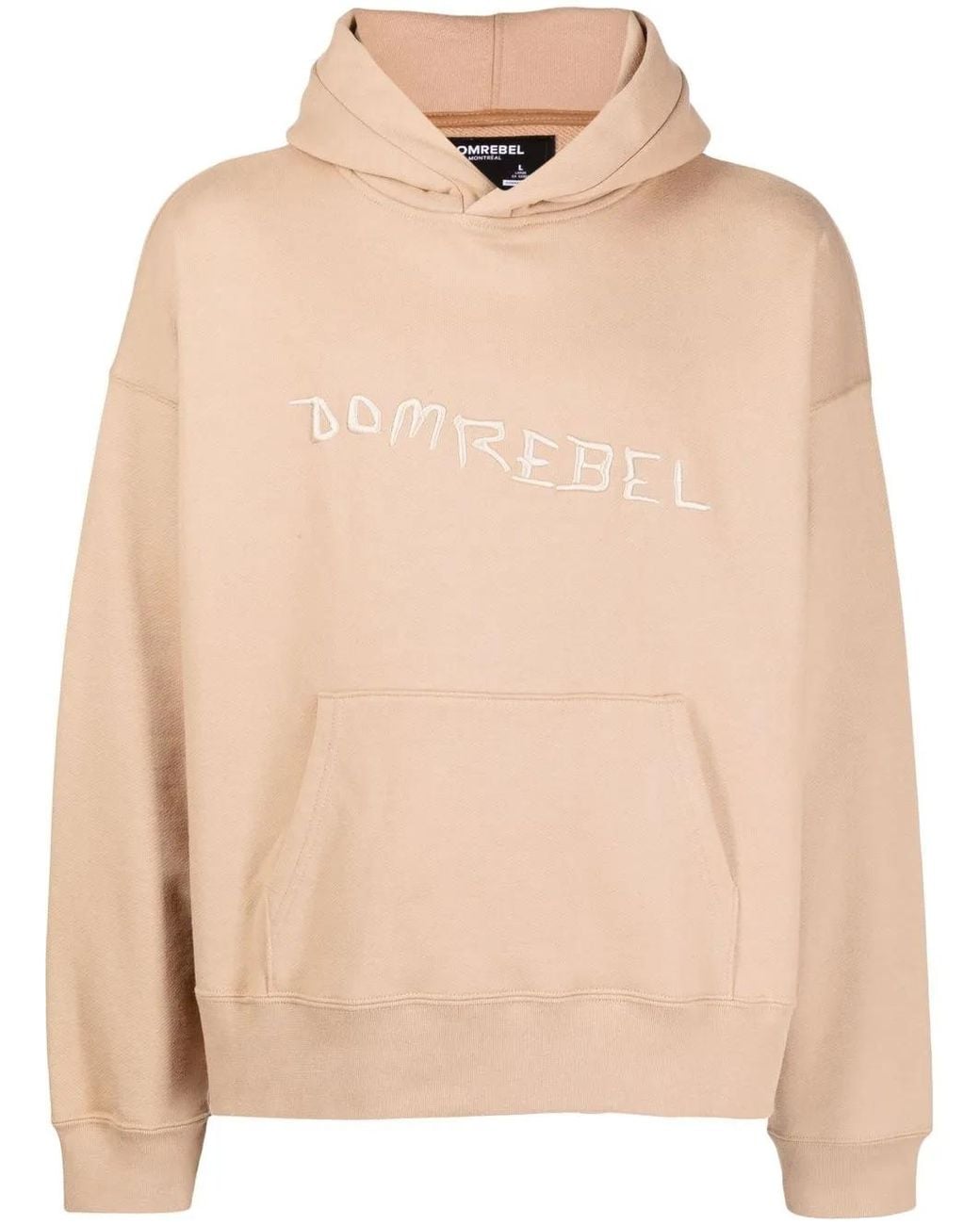 DOMREBEL Natural Caveman Embroidered Cotton Hoodie for men