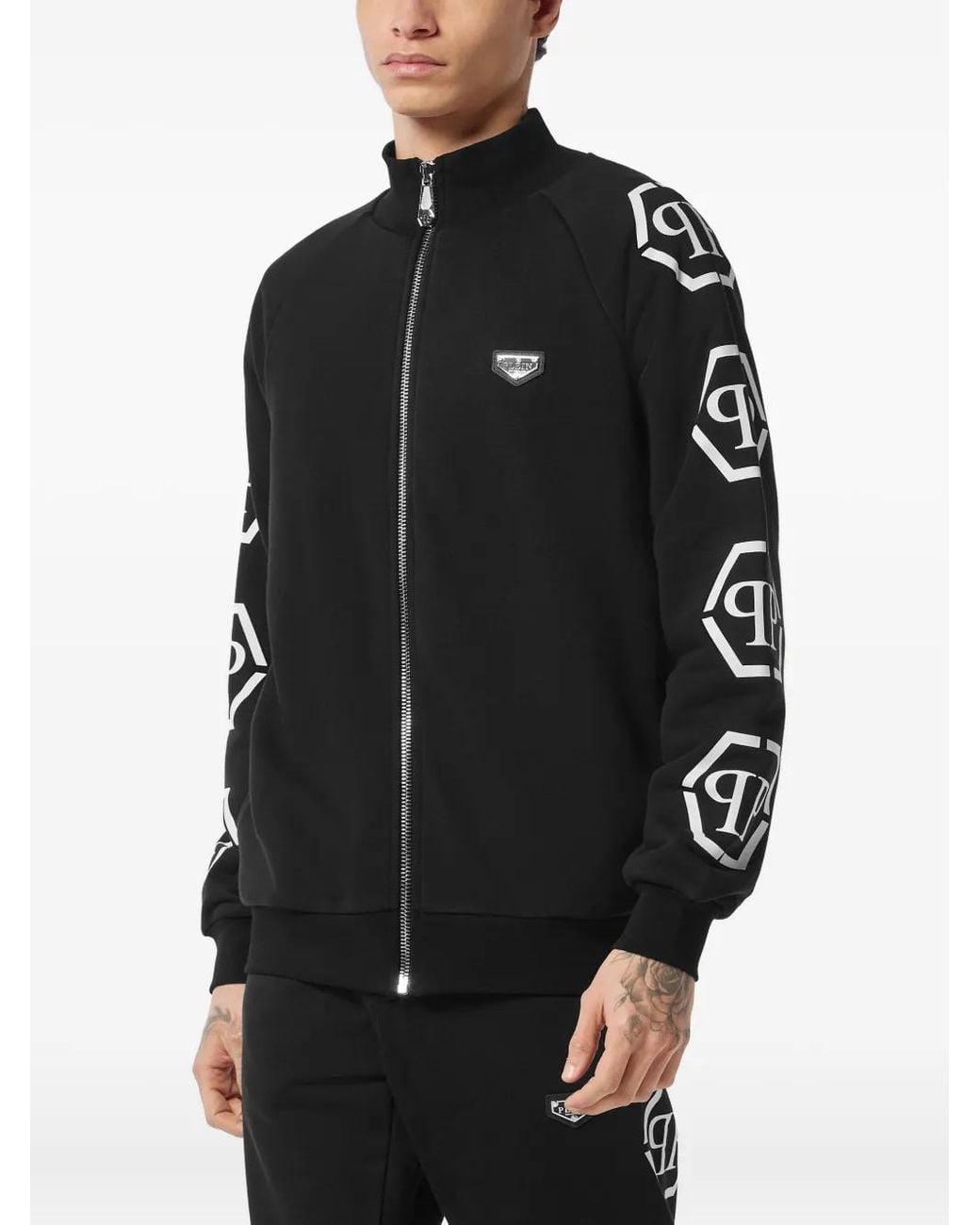 Philipp Plein Black Hexagon Track Jacket for men