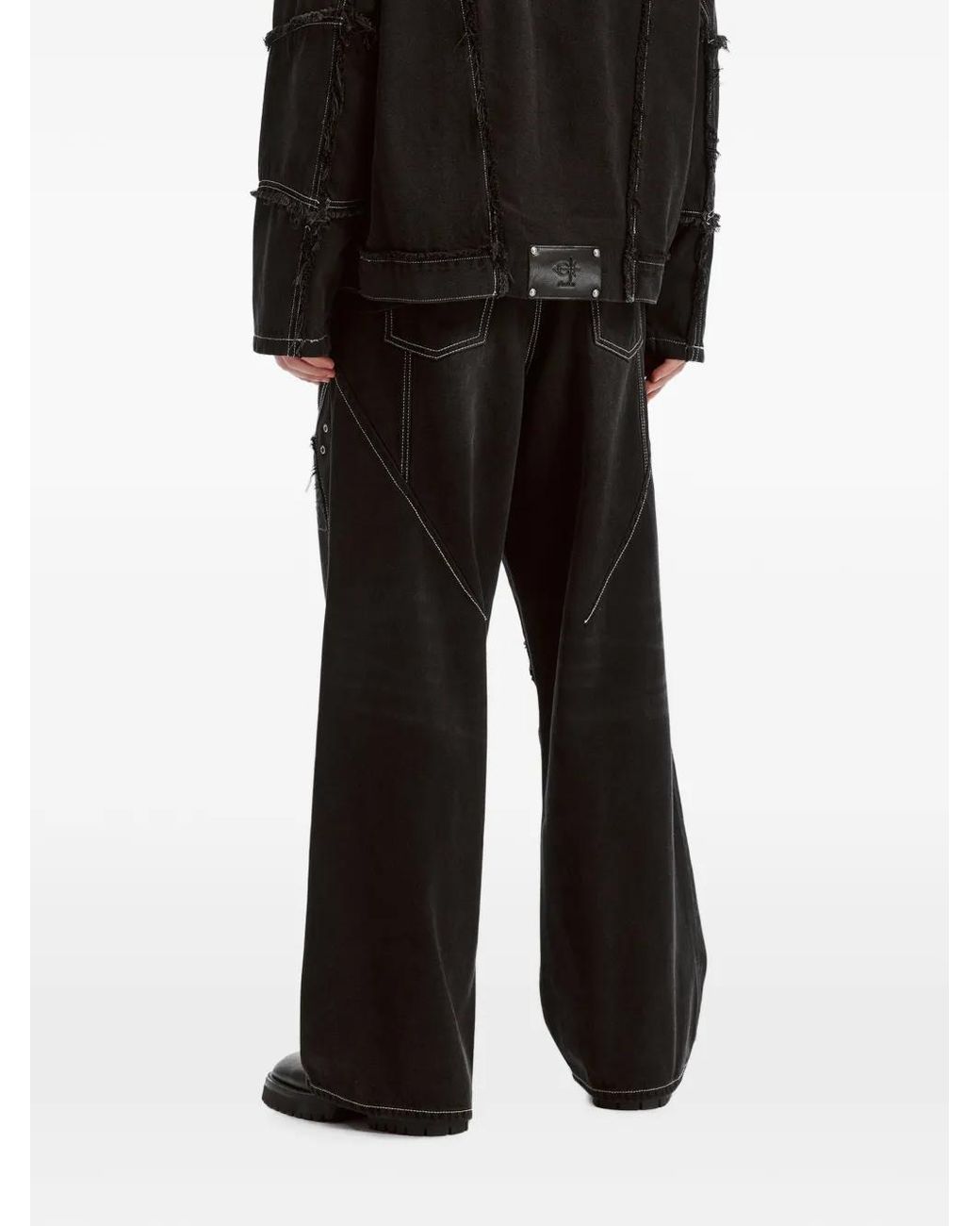 FIVE CM Black Raw-Edge Panelled Jeans for men