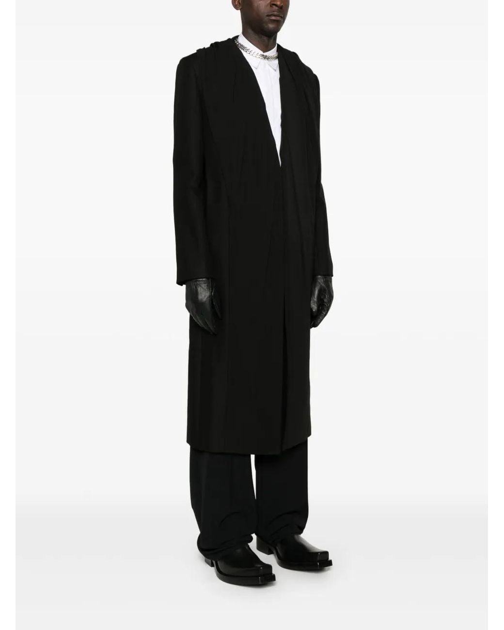 Y. Project Black Draped Cotton Hooded Coat