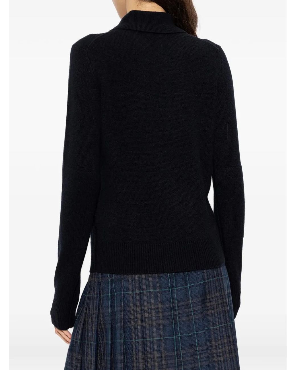 Burberry Black Long-Sleeve Cashmere Polo Shirt