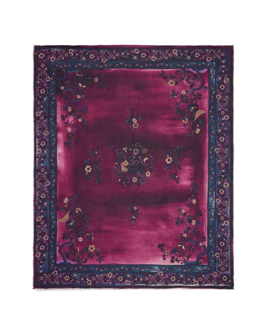 Faliero Sarti Purple Carpet Floral-Print Frayed Scarf