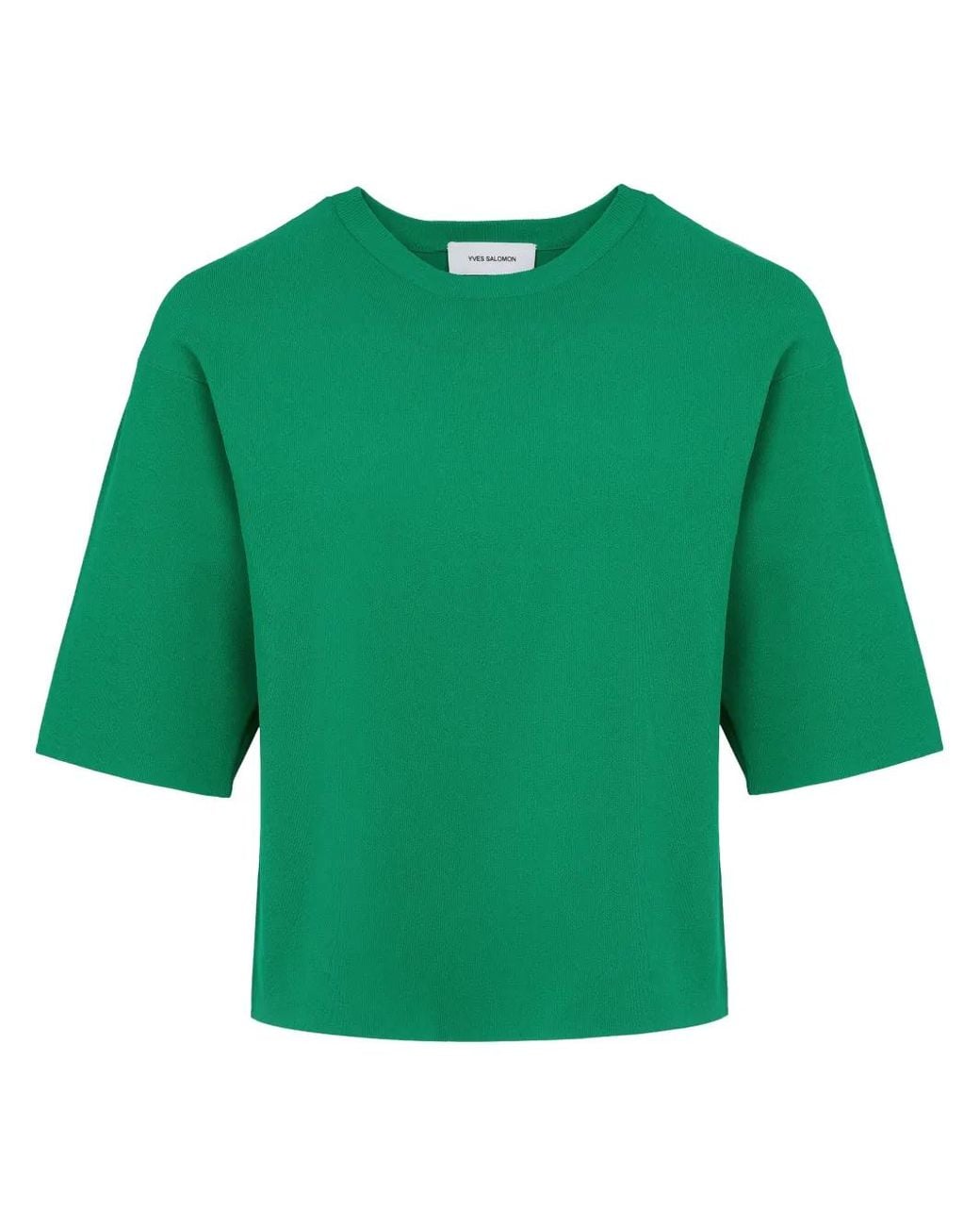 Yves Salomon Green Knitted Cropped T-Shirt