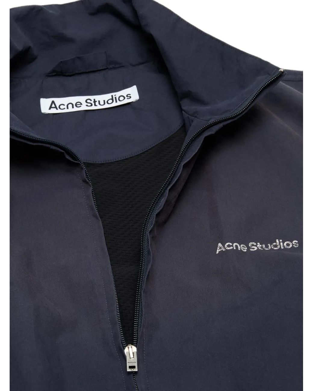 Acne Blue Washed-Logo Zip-Up Jacket for men